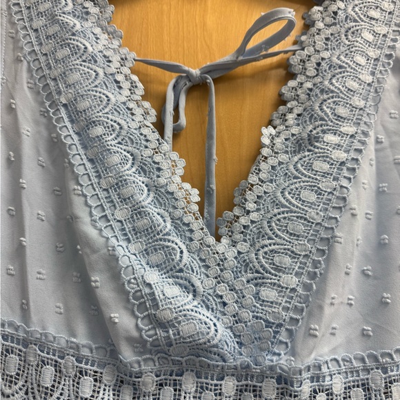 SHEIN VCAY A-Line Contrast Lace Tie Back 
Ruffle Hem Dress - Picture 5 of 11